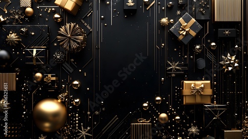 Elegant Black Gold Christmas Festive Gift Arrangement