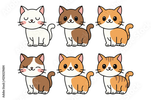 Adorable Cartoon Kittens A Playful Black-and-White Illustration