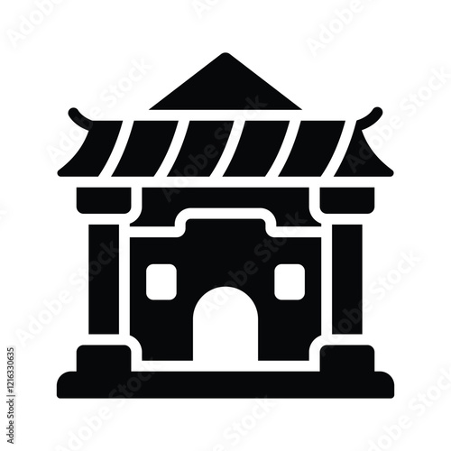 Chinese religious building vector design, chinese temple icon