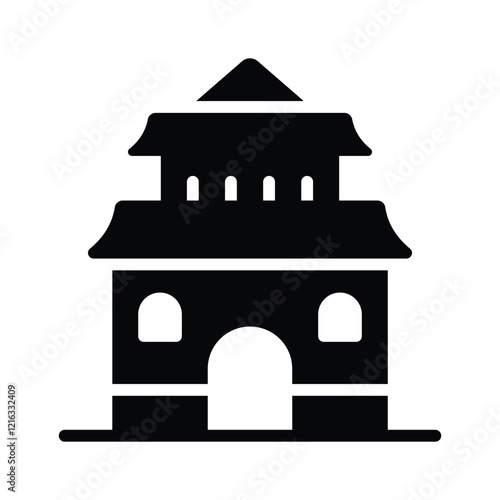 Chinese religious building vector design, chinese temple icon