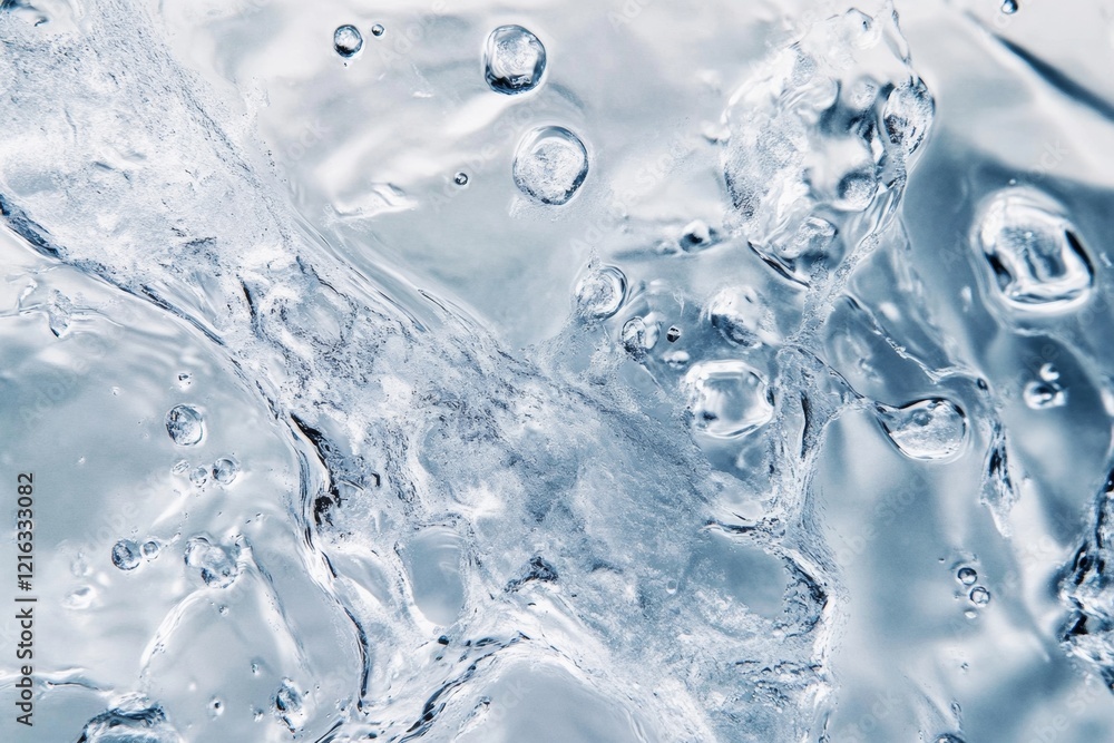A frozen ice surface reveals detailed cracks and bubbles throughout, creating a mesmerizing pattern under natural light, showcasing the beauty of winter's chill. With copy space for text A frozen ice surface reveals detailed cracks and bubbles throughout, creating a mesmerizing pattern under natural light, showcasing the beauty of winter's chill. With copy space for text