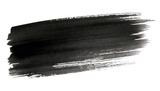 Black watercolor brush stroke isolated on transparent background.