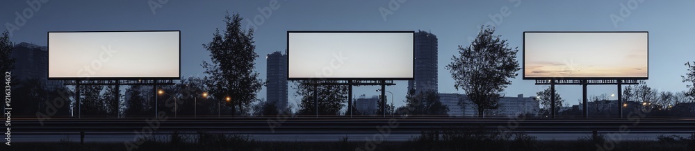 A set of empty, blank billboards for advertising A set of empty, blank billboards for advertising