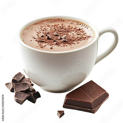 hot chocolate Advertisement isolated on white background full depth of field 