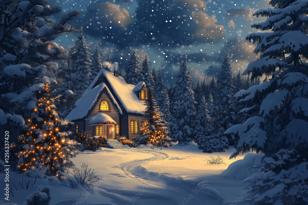 Fototapeta premium Background for a Christmas card to send greetings to the family during holiday season on xmas celebration
