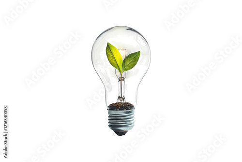 Wallpaper Mural Green plant growing inside a light bulb with soil isolated on white or transparent, PNG Torontodigital.ca