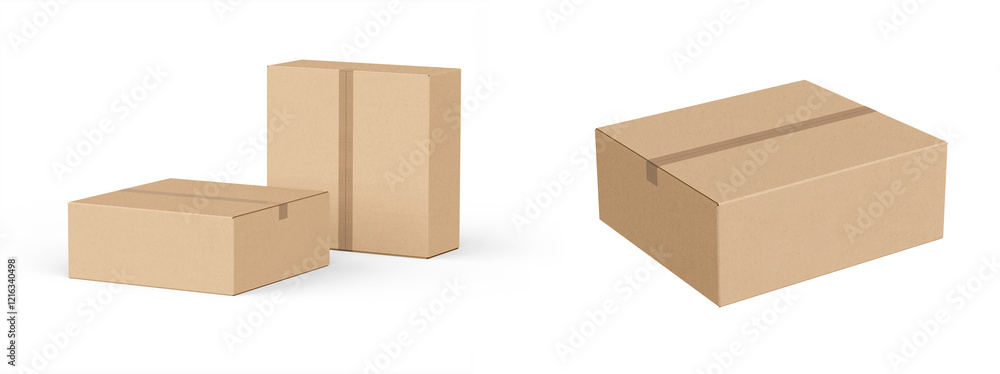 Brown Paper mailing box Cardboard box isolated on white background