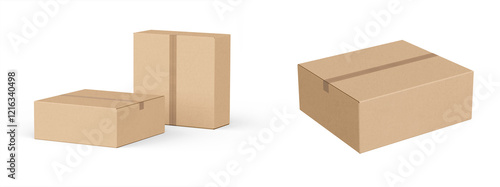 Brown Paper mailing box Cardboard box isolated on white background
