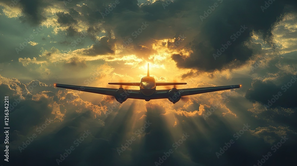 A commercial airplane soars through a bright blue sky, A commercial airplane soars through a bright blue sky,