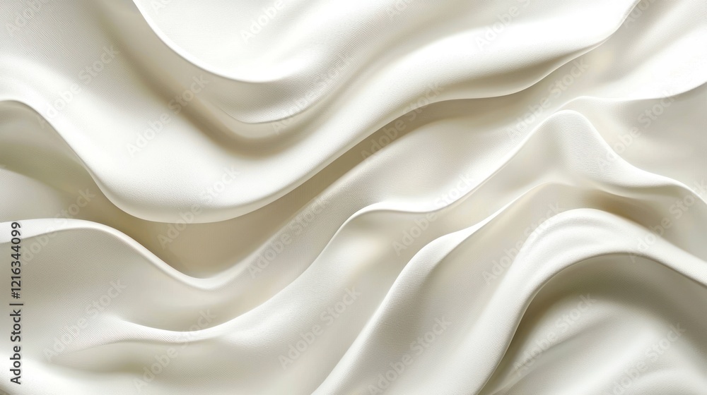 Fototapeta premium Elegant Creamy White Silk Fabric Drapery, Luxurious Soft Texture Background, Abstract Waves and Curves