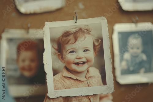 A heartwarming photo of a happy toddler, showcasing their infectious smile and charming curls. photo