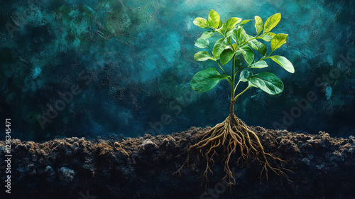 A plant anatomy cross-section showing a root system with xylem and phloem highlighted