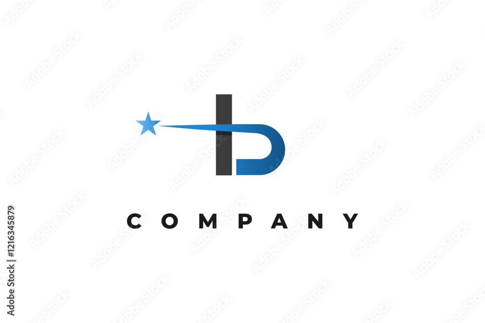 Obraz premium letter b and shooting star logo design