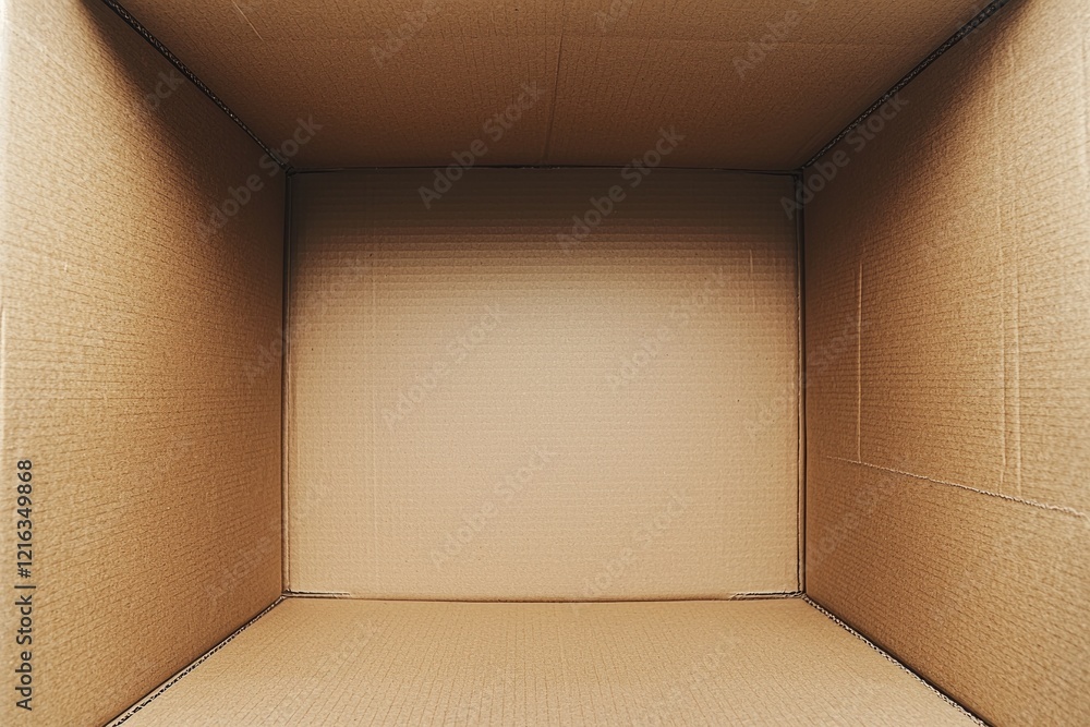 The interior of an empty cardboard box, flat background The interior of an empty cardboard box, flat background