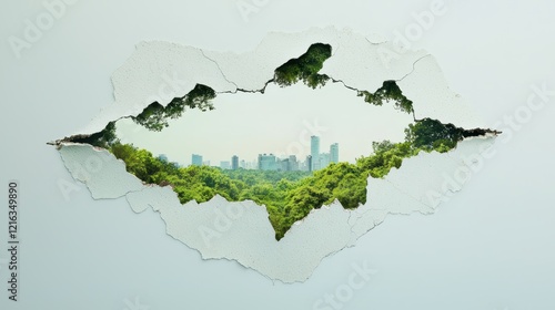 Urban encroachment on nature cityscape visual art urban environment fractured view environmental awareness