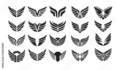 Wings icons set. Simple set of wings vector icons for web design on white background