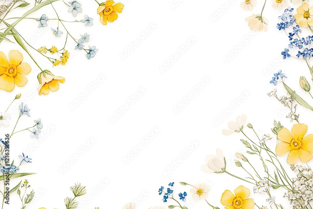Bright floral arrangement framing blank space, evoking freshness Bright floral arrangement framing blank space, evoking freshness