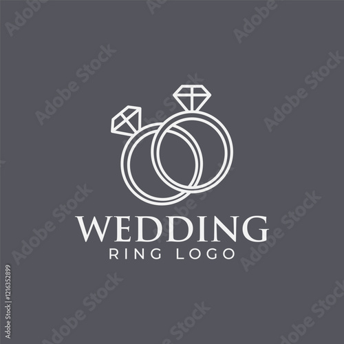 Luxury and elegant jewelry logo with diamond line art silhouette illustration