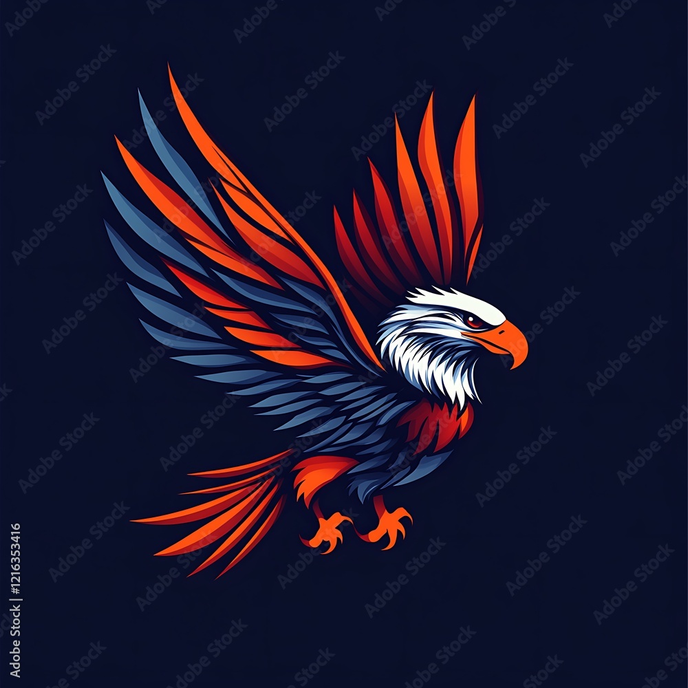 Obraz premium Polished golden eagle with shining wings on a black canvas