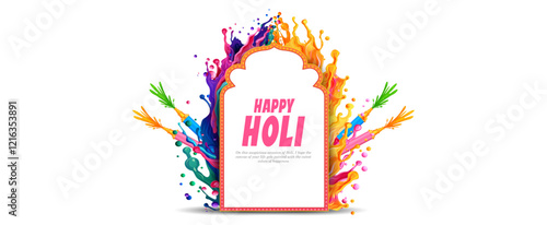 illustration of abstract colorful fluid splashes of liquid color for festival of colors Happy Holi background of India celebration greetings