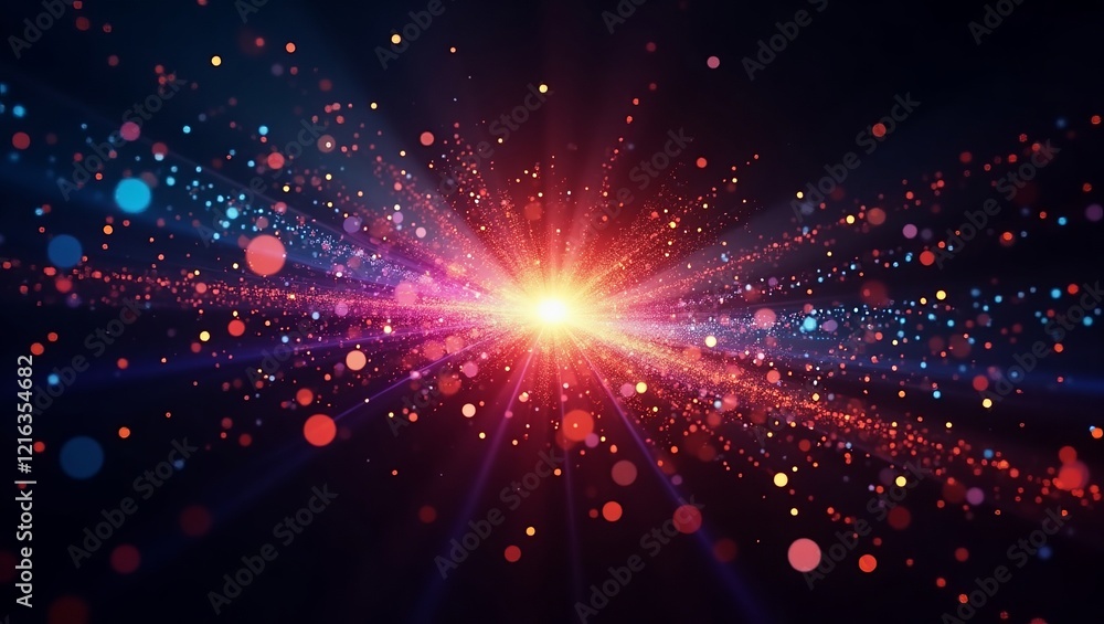 Fototapeta premium A burst of light and color explodes from the center of the frame, creating a mesmerizing and abstract image.