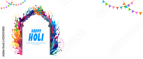 illustration of abstract colorful fluid splashes of liquid color for festival of colors Happy Holi background of India celebration greetings