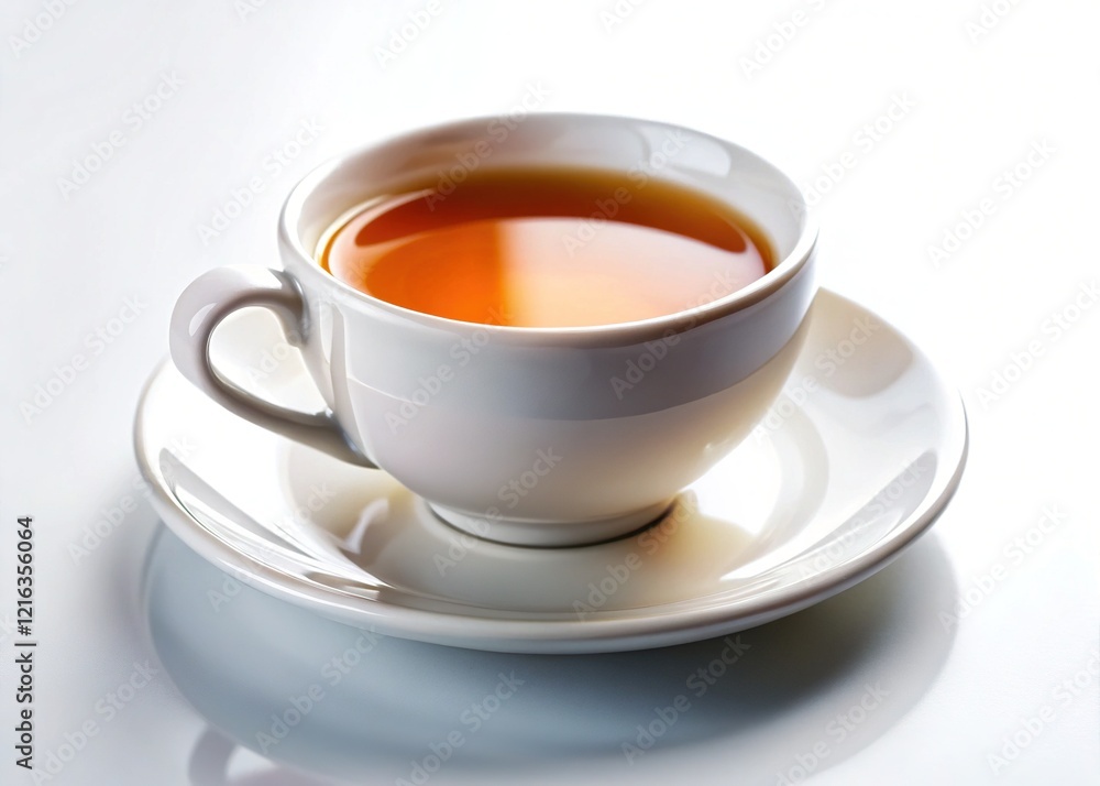 A crisp, white teacup, tilted slightly, isolated and photorealistic. A crisp, white teacup, tilted slightly, isolated and photorealistic.