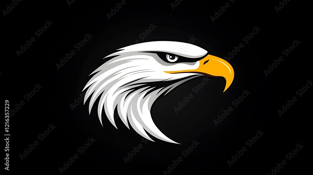 Fototapeta premium Eagle art with reflective golden wings and shadowed background