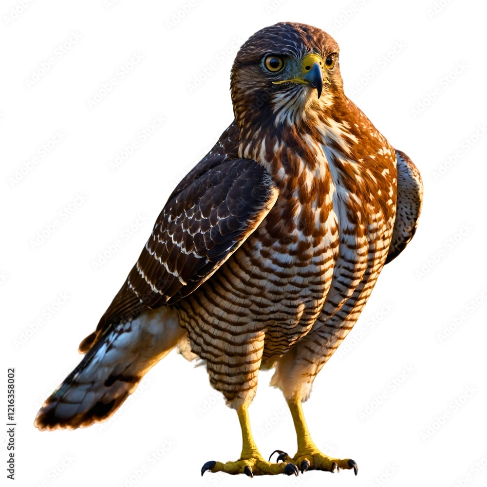 Obraz premium Hawk bird clip art. Hawk isolated on transparent background. Falcon isolated with white backgroun.