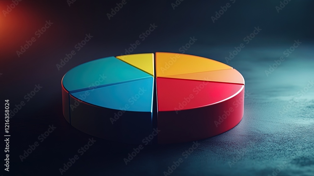 Fototapeta premium Creative abstract of a pie chart with vibrant colors, data visualization in a clean minimalist style 