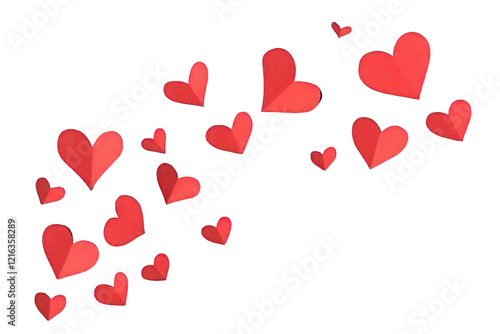 Abstract Red Heart Paper Design, Stylish and Dreamy Valentine Craft. Isolated, on Transparent Background