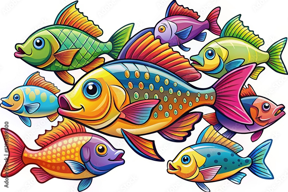 Naklejka premium Colorful Fish Silhouettes for Craft Projects