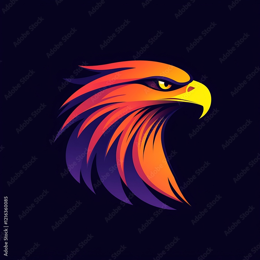 Obraz premium Stylized golden eagle design with radiant metallic wings on backdrop