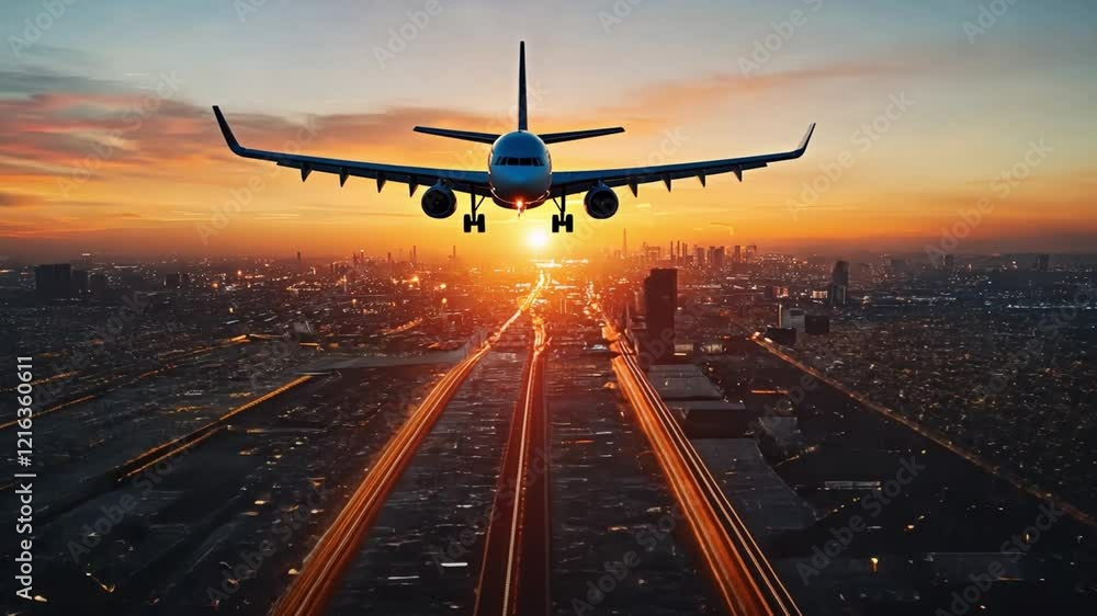 A plane flying over a city at sunset, symbolizing the speed and connectivity of modern transportation networks. A plane flying over a city at sunset, symbolizing the speed and connectivity of modern transportation networks.