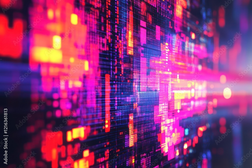 custom made wallpaper toronto digitalCorrupted data visualization with vibrant colors, flickering on a distorted digital screen with glitch effects