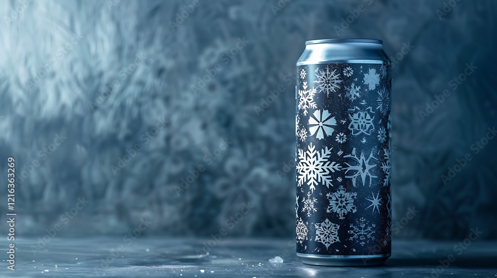 A stylish can of snow spray with intricate snowflake patterns. A stylish can of snow spray with intricate snowflake patterns.