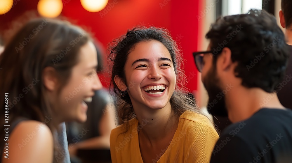 Fototapeta premium A Woman Laughs Brightly While Looking at a Friend