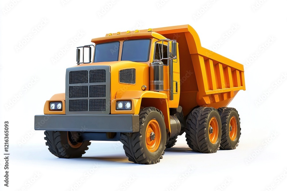 Dump Truck isolated on white background. Dump Truck icon. Heavy Machinery isolated on white. Construction Vehicle. Dump Truck Design Element. Dump Truck Isolated for Designers. Dump Truck isolated.