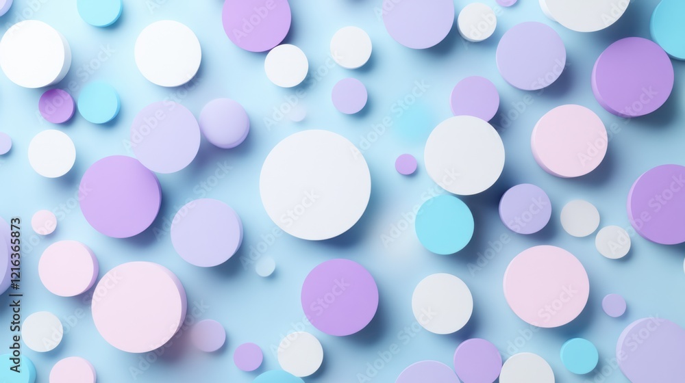 Pastel Circles Abstract 3D Render Soft Blue Background Pastel Circles Abstract 3D Render Soft Blue Background