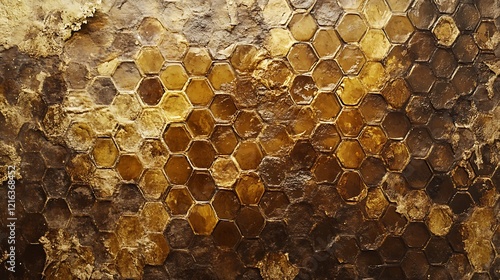 Golden Hexagonal Honeycomb Texture