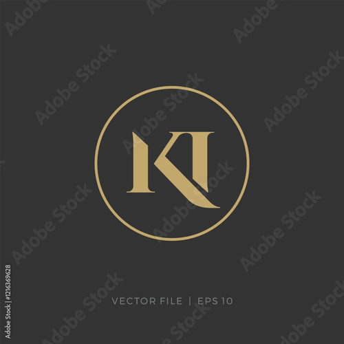 initial letter KN NK classic circle logo