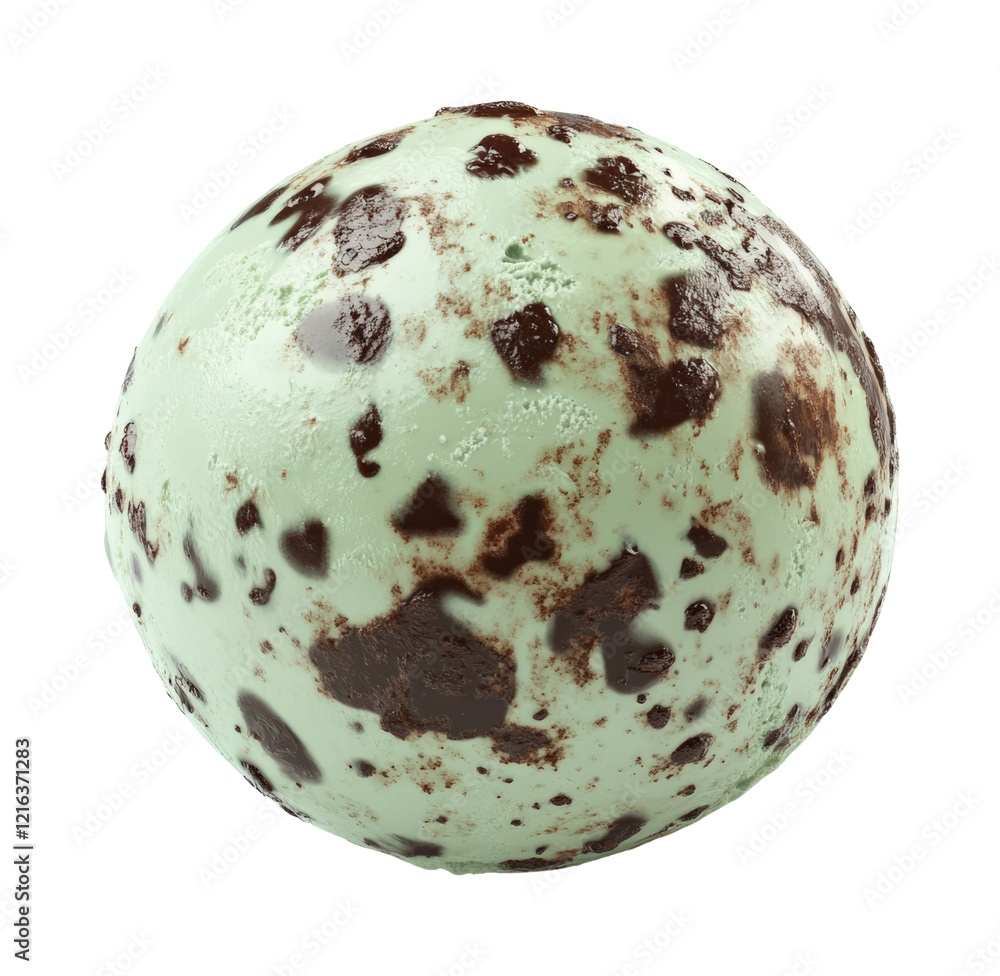 Indulging in a refreshing mint chocolate chip treat during a sunny afternoon isolated on transparent background Indulging in a refreshing mint chocolate chip treat during a sunny afternoon isolated on transparent background