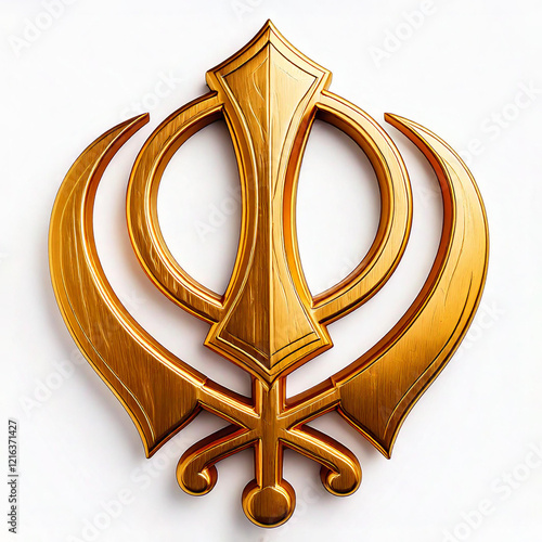 golden symbol sikhism on white backgroud isloated 