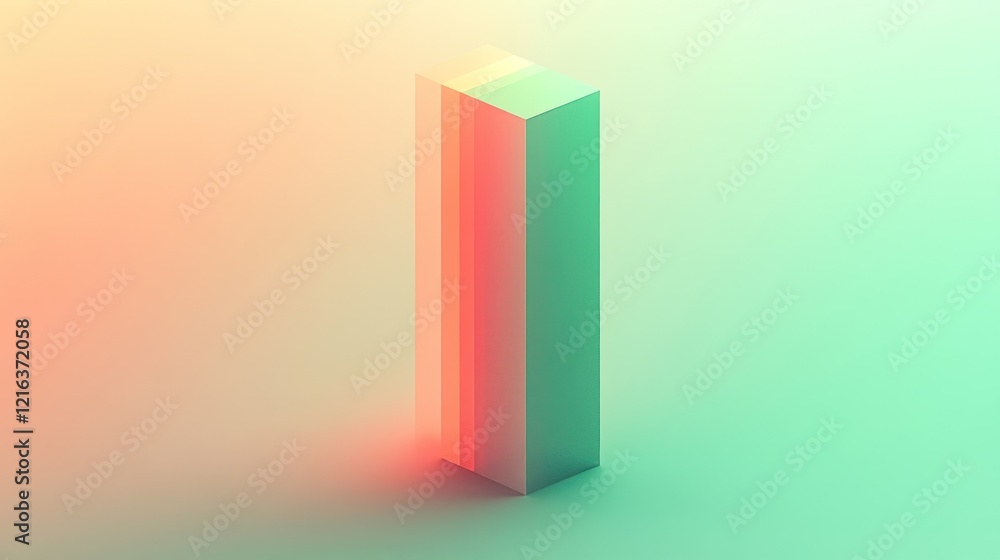 Pastel Green Rectangular Prism Minimalist Design Soft Gradient Background