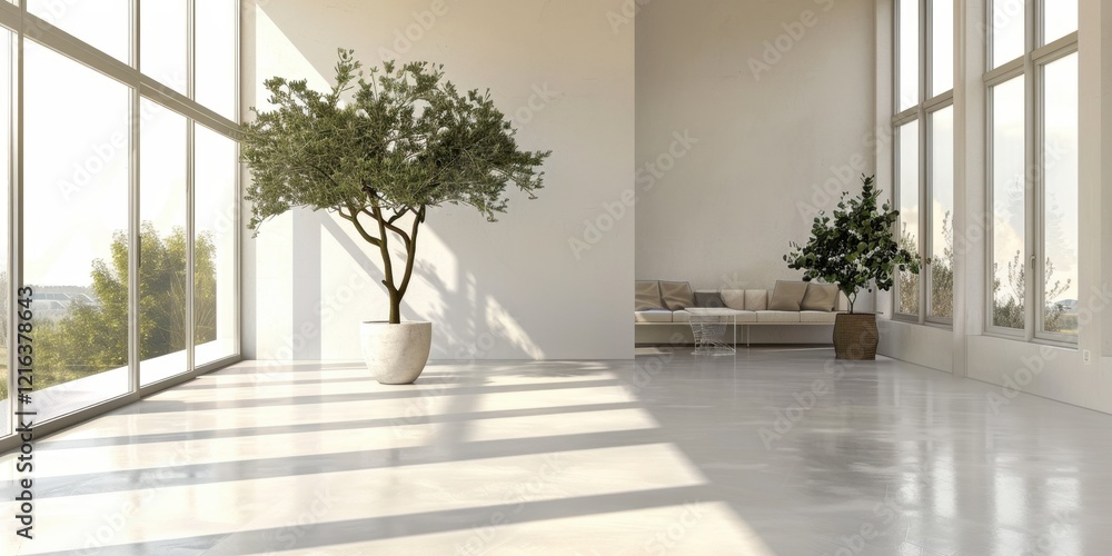Fototapeta premium Modern Minimalist Interior Design with Sunlight
