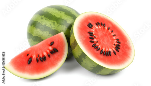 Fresh slice of ripe watermelon isolated on white background photo