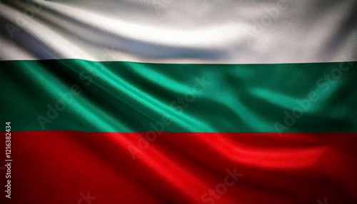 Obraz na plátně Vibrant colors of the Bulgarian flag waving gracefully in the breeze