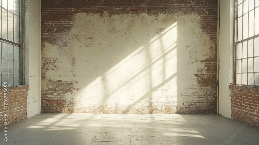 Obraz premium Dilapidated house interior with windows