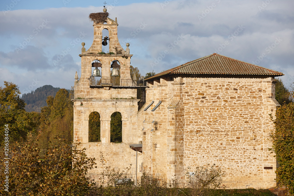 Fototapeta premium Traditional medieval stone church in Basque country. Jugo Murguia. Spain