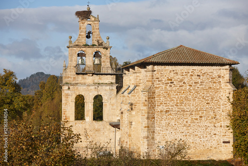 Traditional medieval stone church in Basque country. Jugo Murguia. Spain photo